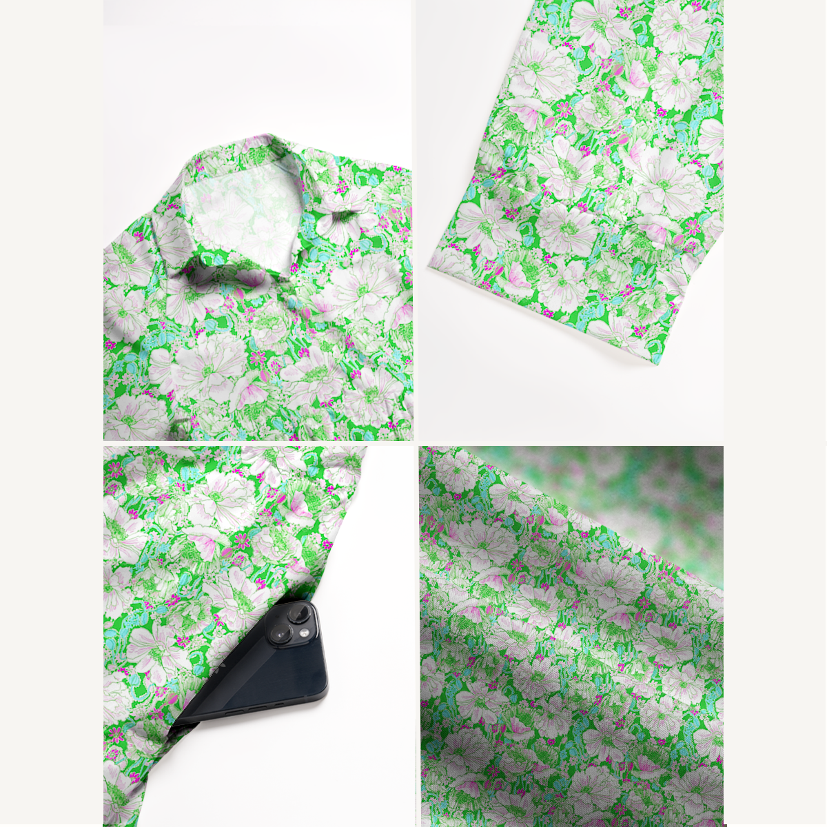 V Neck Collared Mint Garden Casual Long Shirt Dress