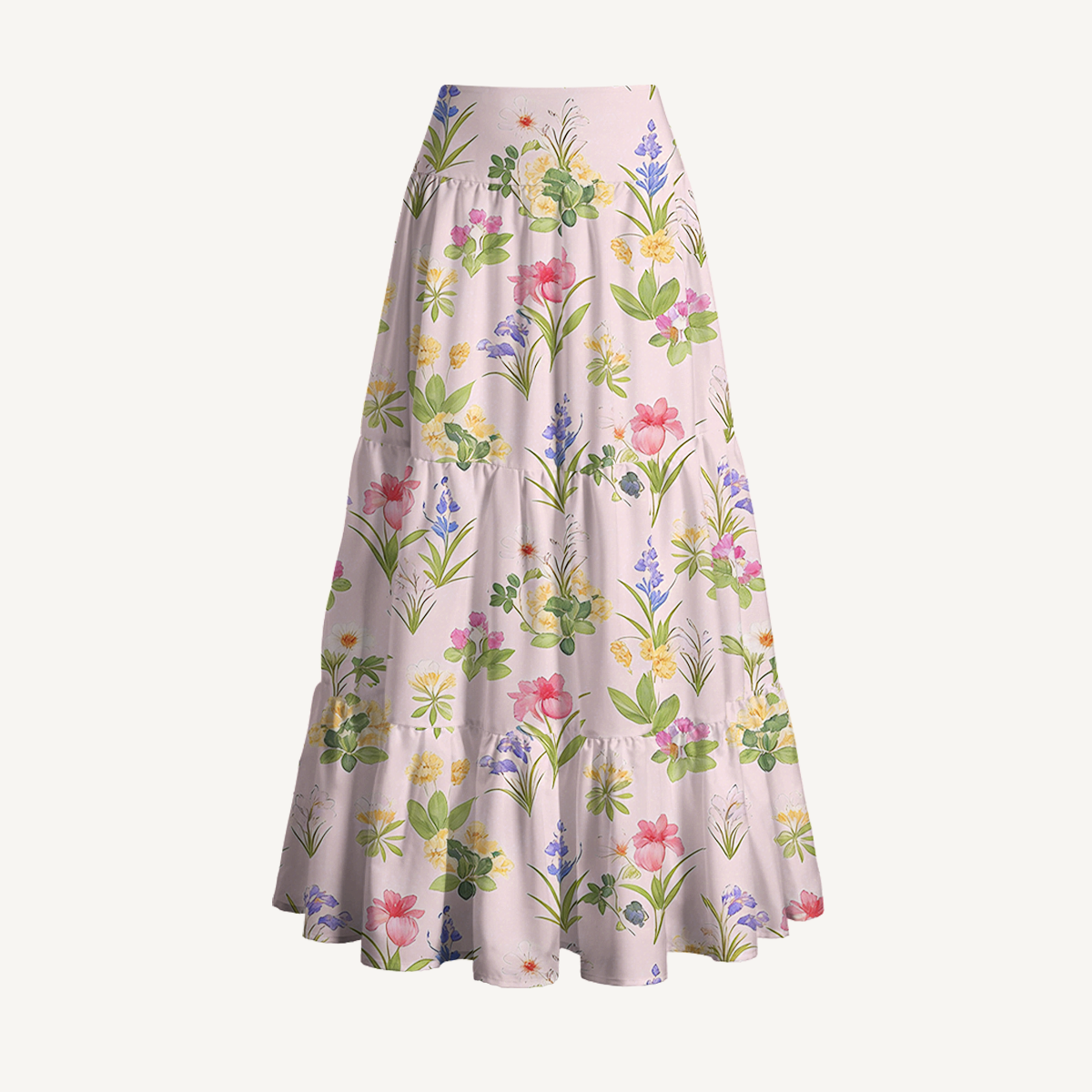 Delicate Blossom Print Maxi Skirt