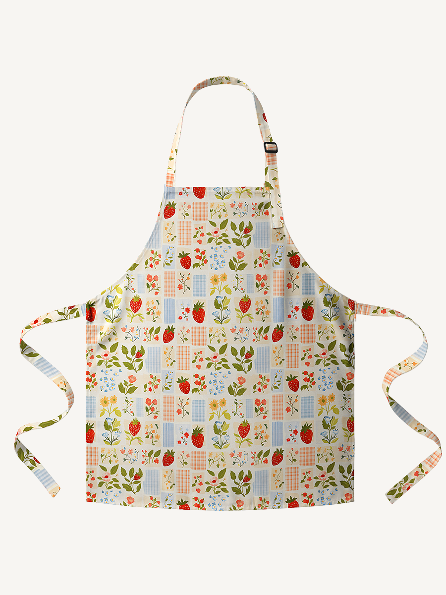 Strawberry Garden Patchwork Print Adjustable Apron