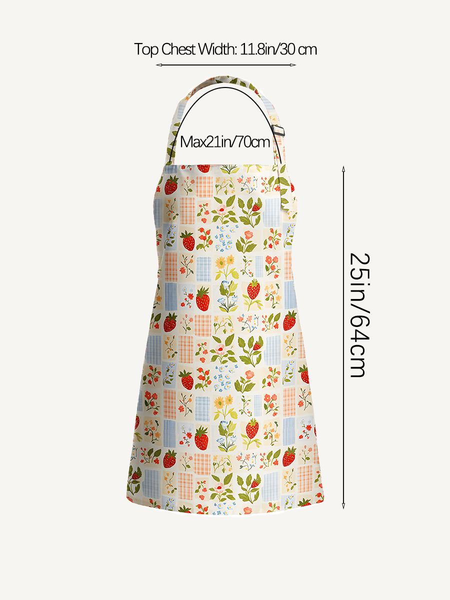 Strawberry Garden Patchwork Print Adjustable Apron