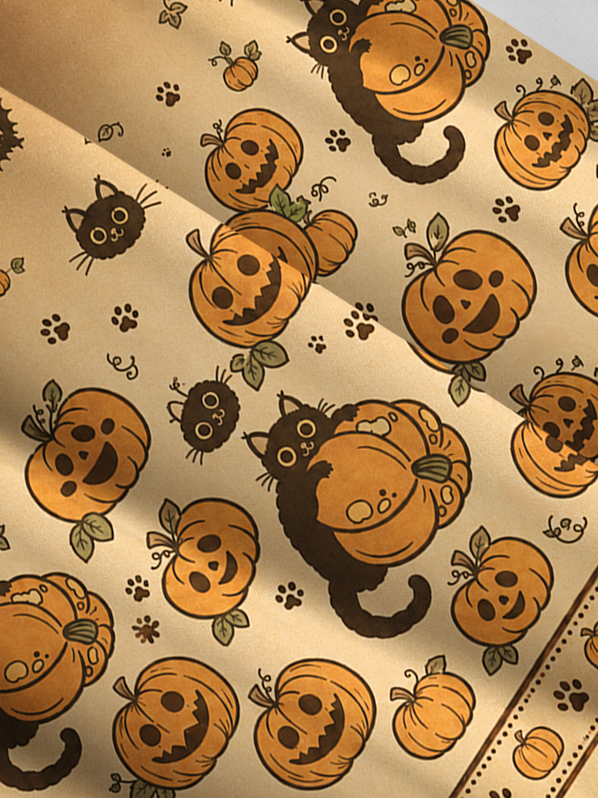 Vintage Halloween Paw Print Wide Straps Maxi Dress With Pockets