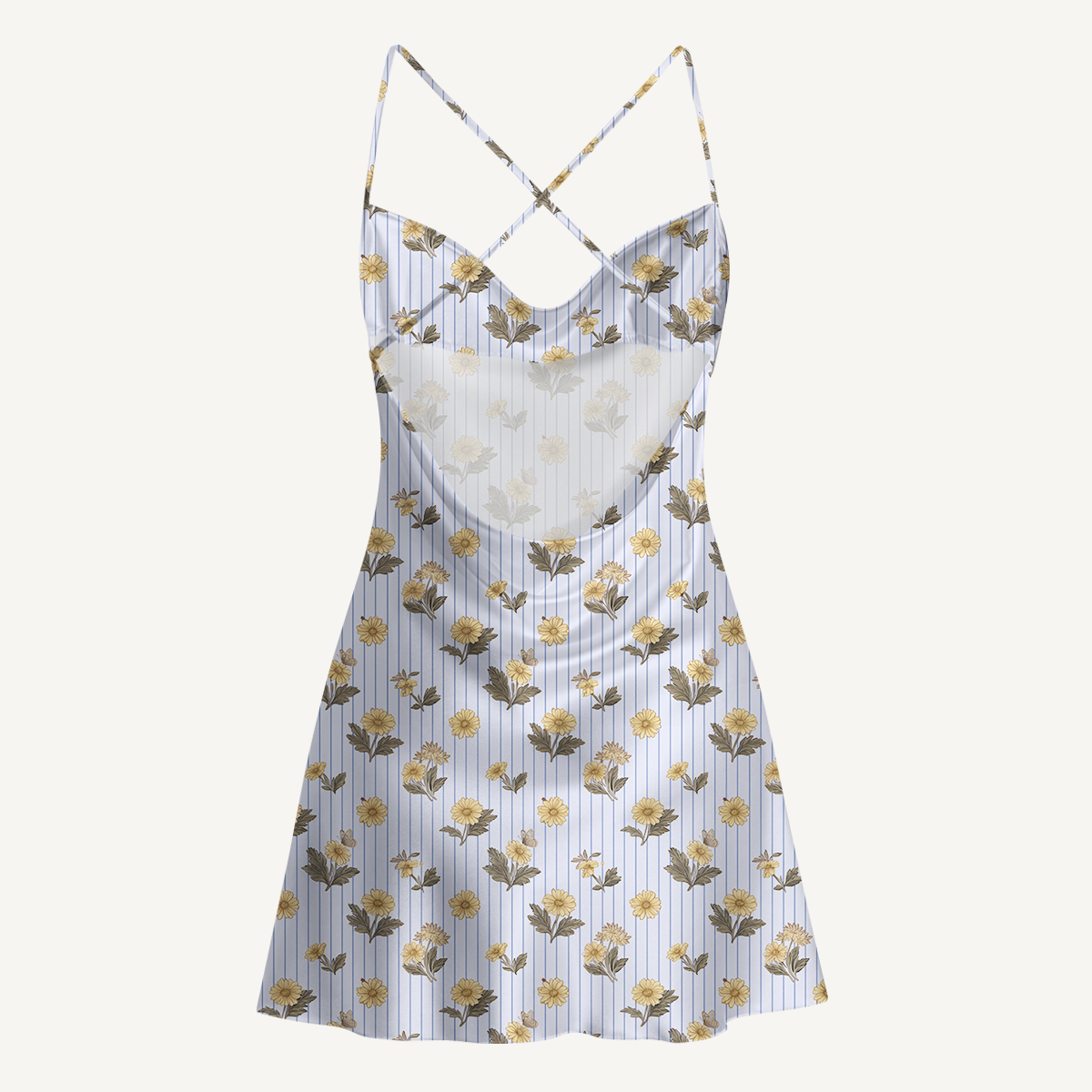 Blue Marigold Satin Cross Back Mini Dress