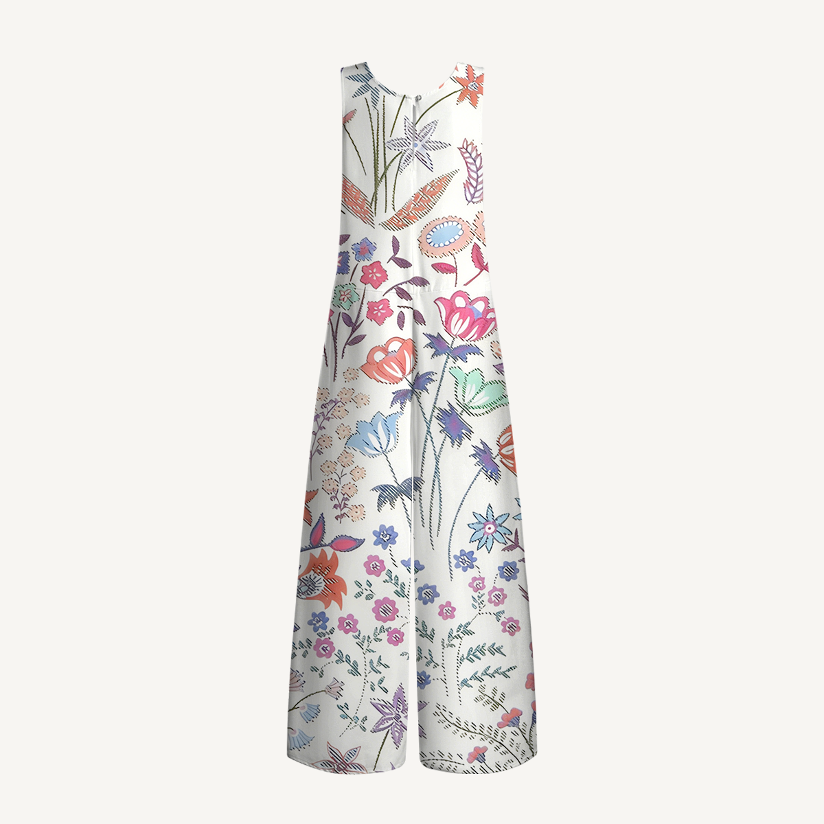 V-Neck Bohemian Wildflower Garden Jumpsuit with Pockets for Women
