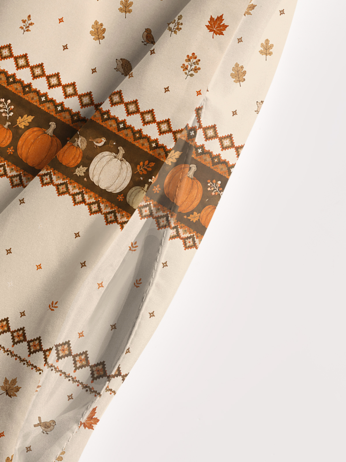 Woodland Pumpkin Harvest Print Wide Straps Maxi Dress With Pockets