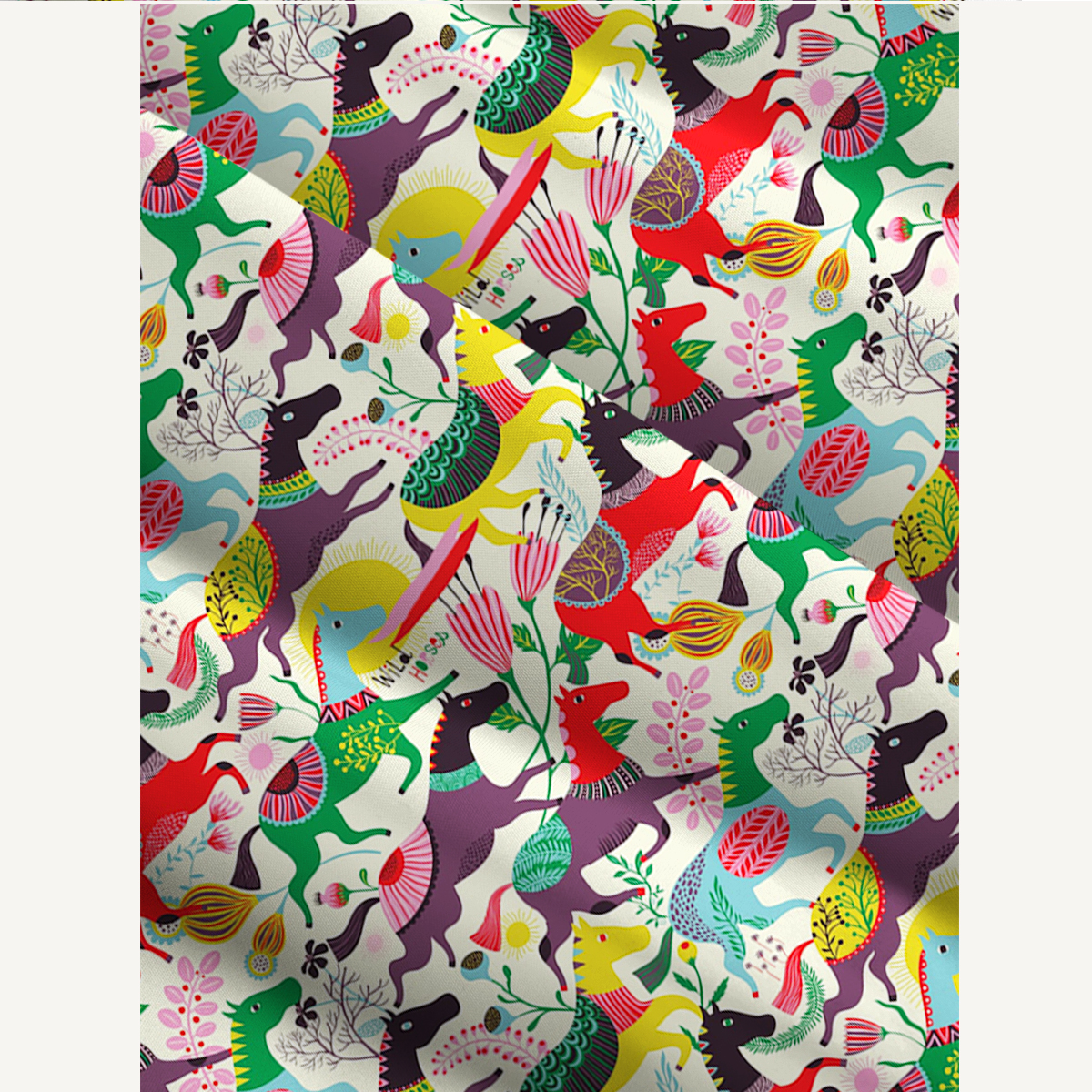 Retro Colorful Pony Animals Print Slip Dress