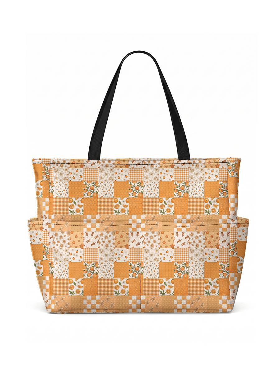Lemon Sunshine Patchwork Print Tote Bag