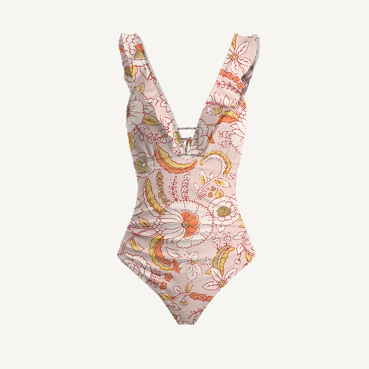 Dusty Bloom Whisper Ruffled V Neck One Piece Swimsuit and Matching Midi Skirt Set