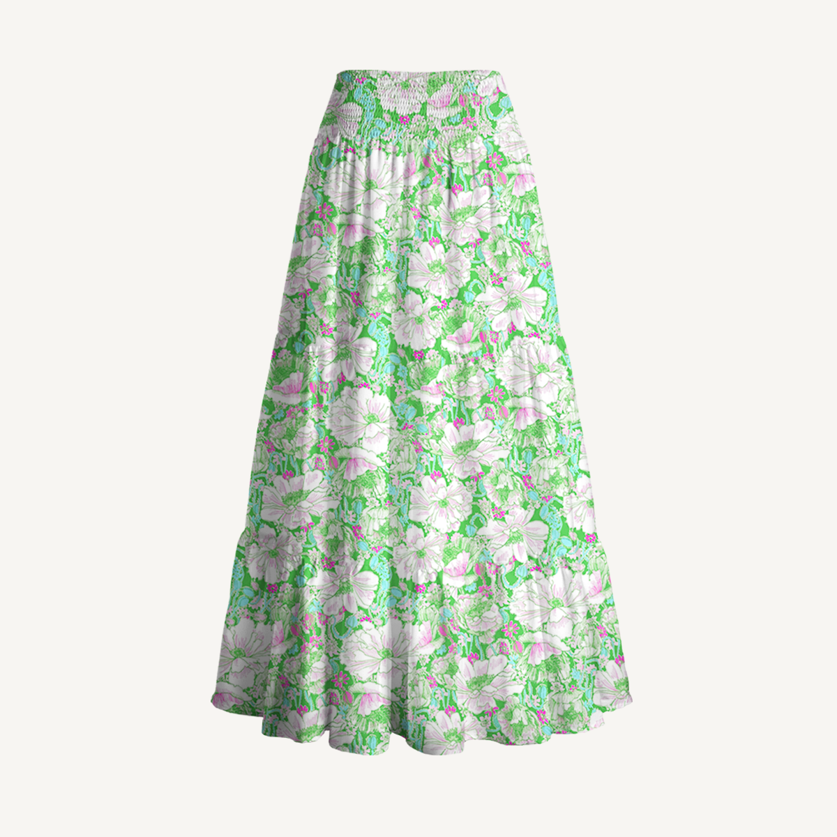 Mint Garden Print Maxi Skirt