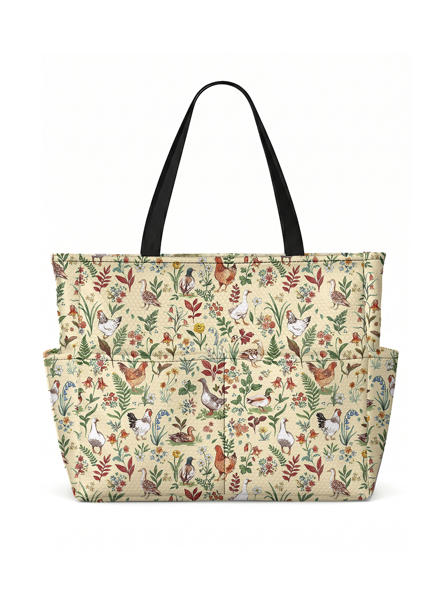 Countryside Garden Critter Print Tote Bag