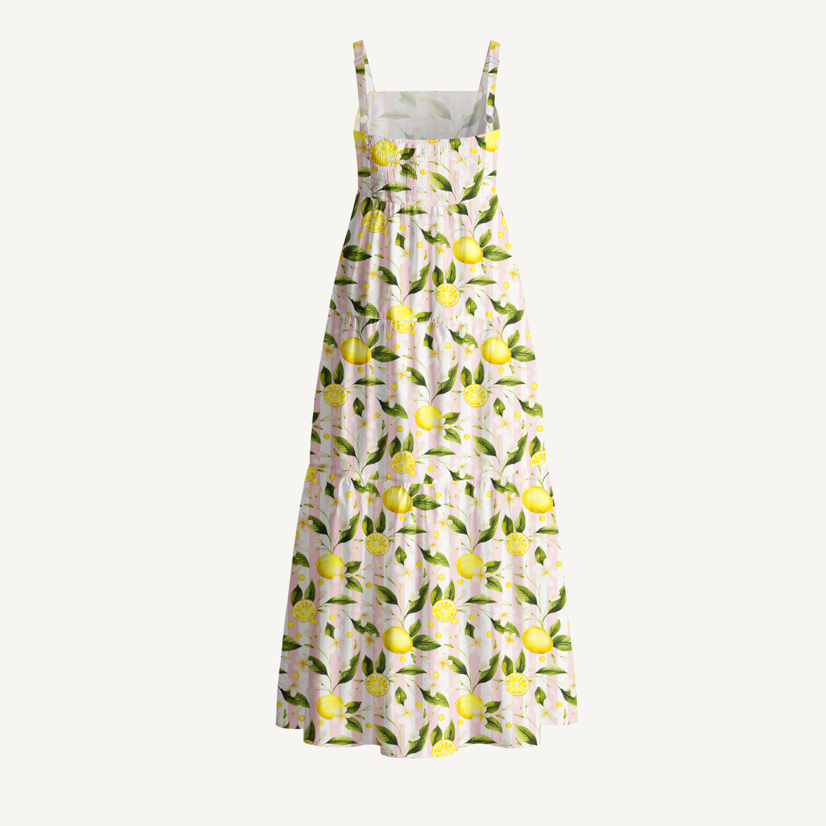 Lemon Grove Sunshine Print Cotton Wide Straps Maxi Dress With Pockets