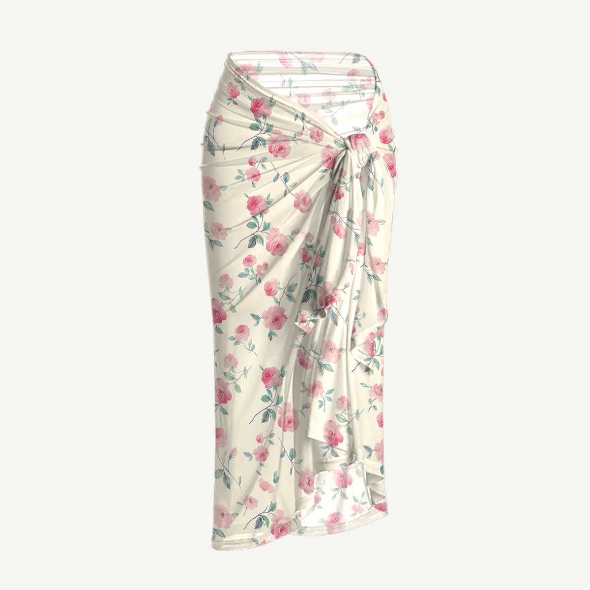 Blush Rose One Shoulder One Piece Swimsuit and Matching Sarong Set for Women