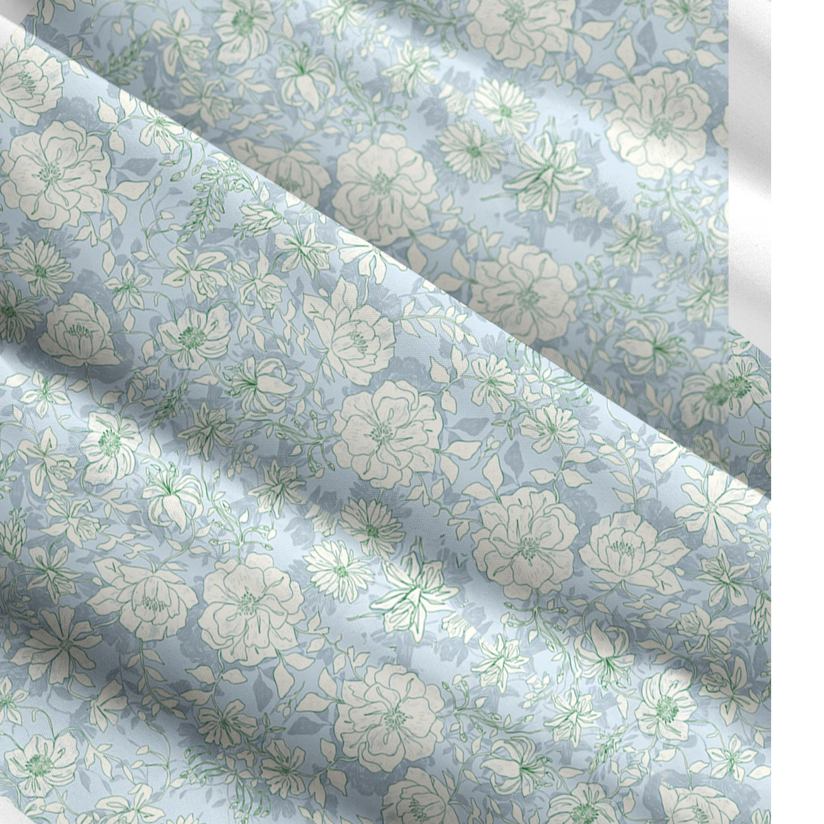 Square Neck Mist Floral Print Slip Dress