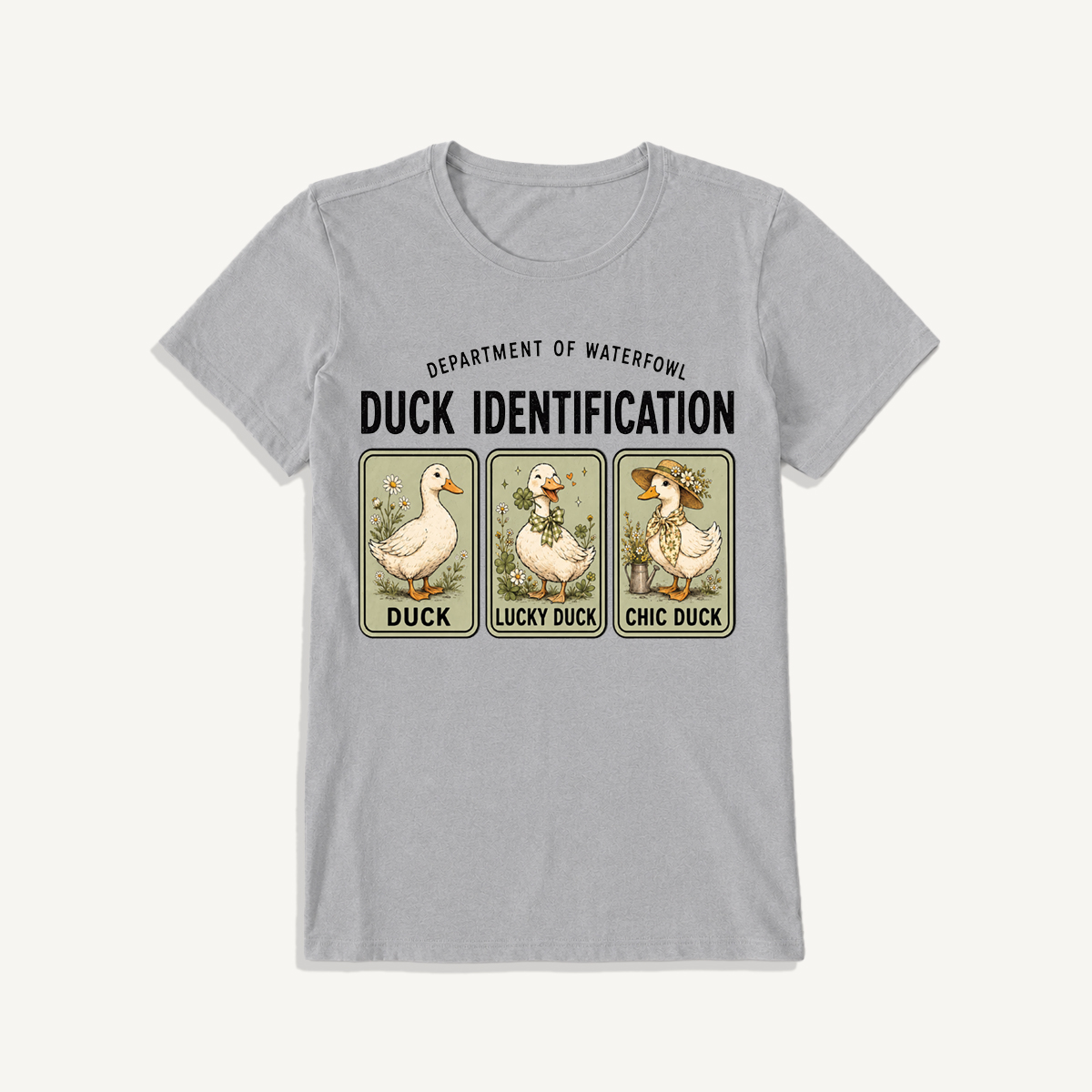 Duck Identification Print Crew Neck Cotton Tee