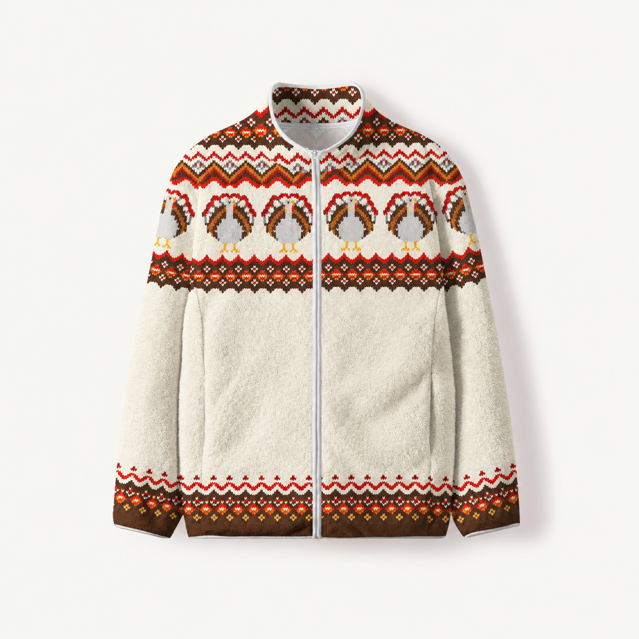 Autumn Harvest Turkey Print Fleece Jacket
