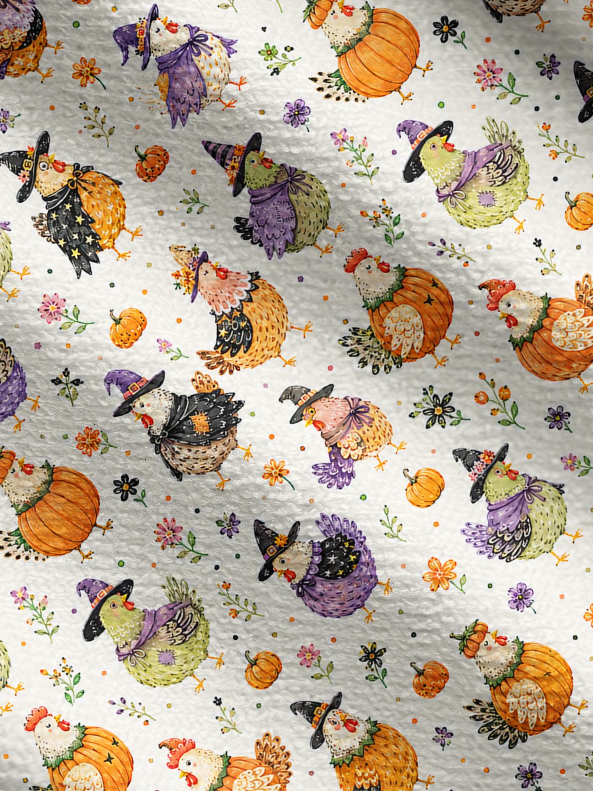 Cute Whimsical Chicken Colorful Print Fine‑Knit Cardigan