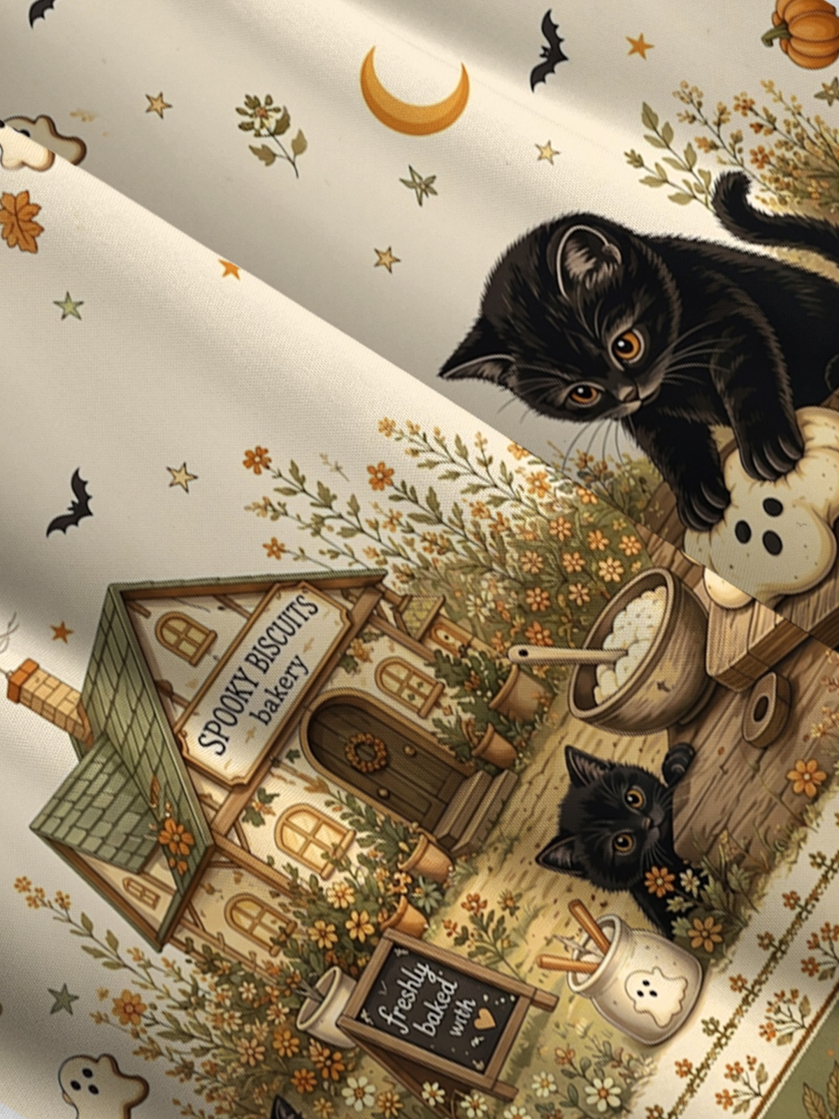 Spooky Biscuit Black Cat Print Wide Straps Maxi Dress With Pockets