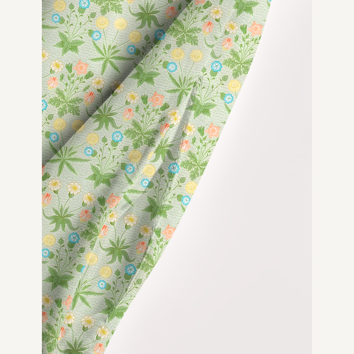 Retro Green Floral Meadow Print Slip Dress