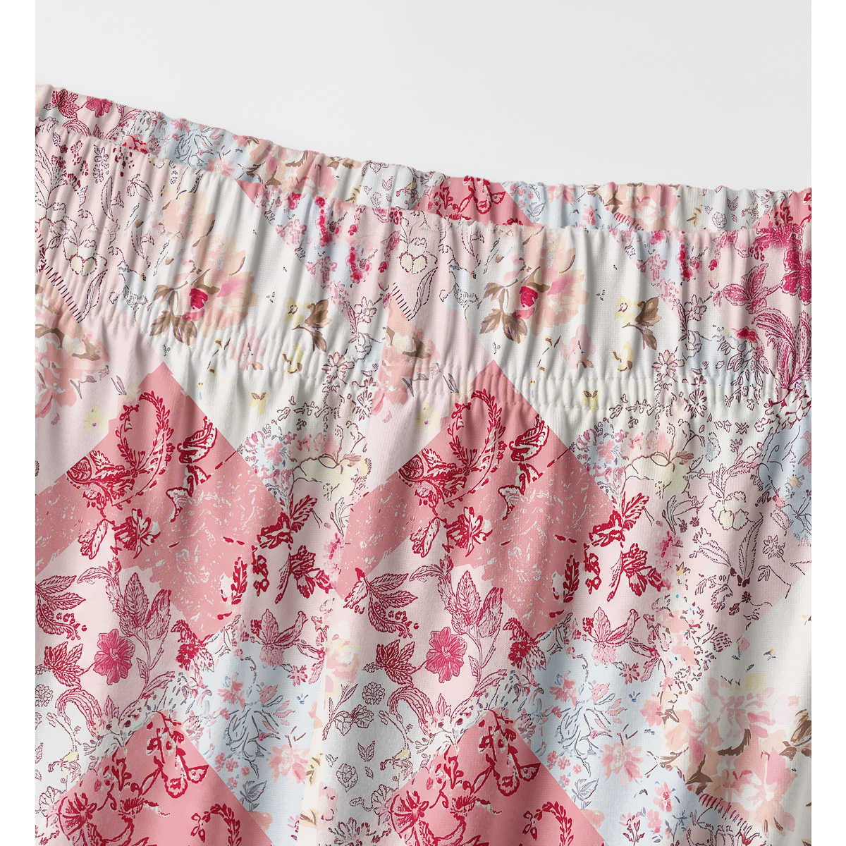 Shabby Chic Floral Patchwork Print Long Pajama Set 