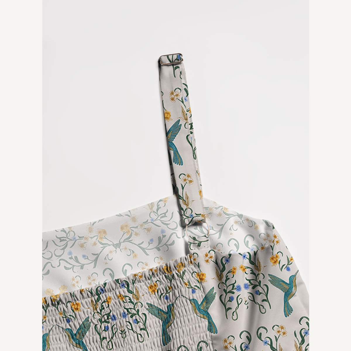 Square Neck Whispering Hummingbird Print Slip Dress