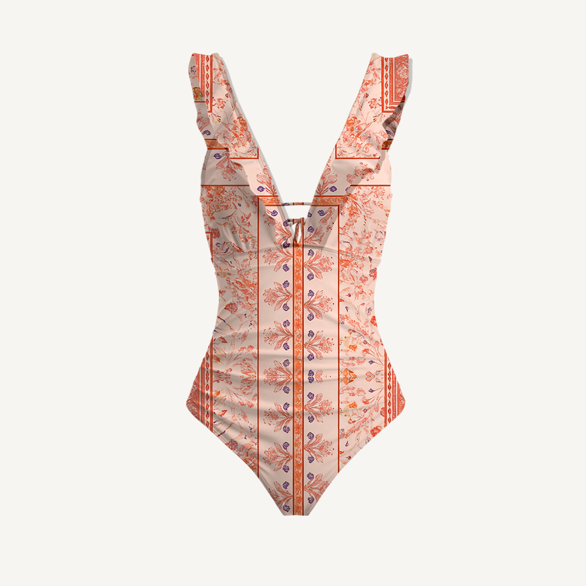 Dahlia Ruffled V Neck One Piece Swimsuit and Matching Midi Skirt Set