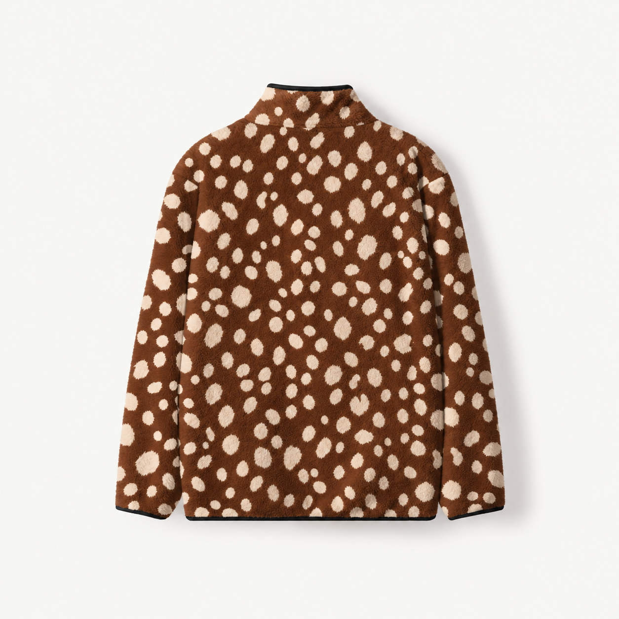 Fuzzy Fawn Spotted Print Fleece Jacket