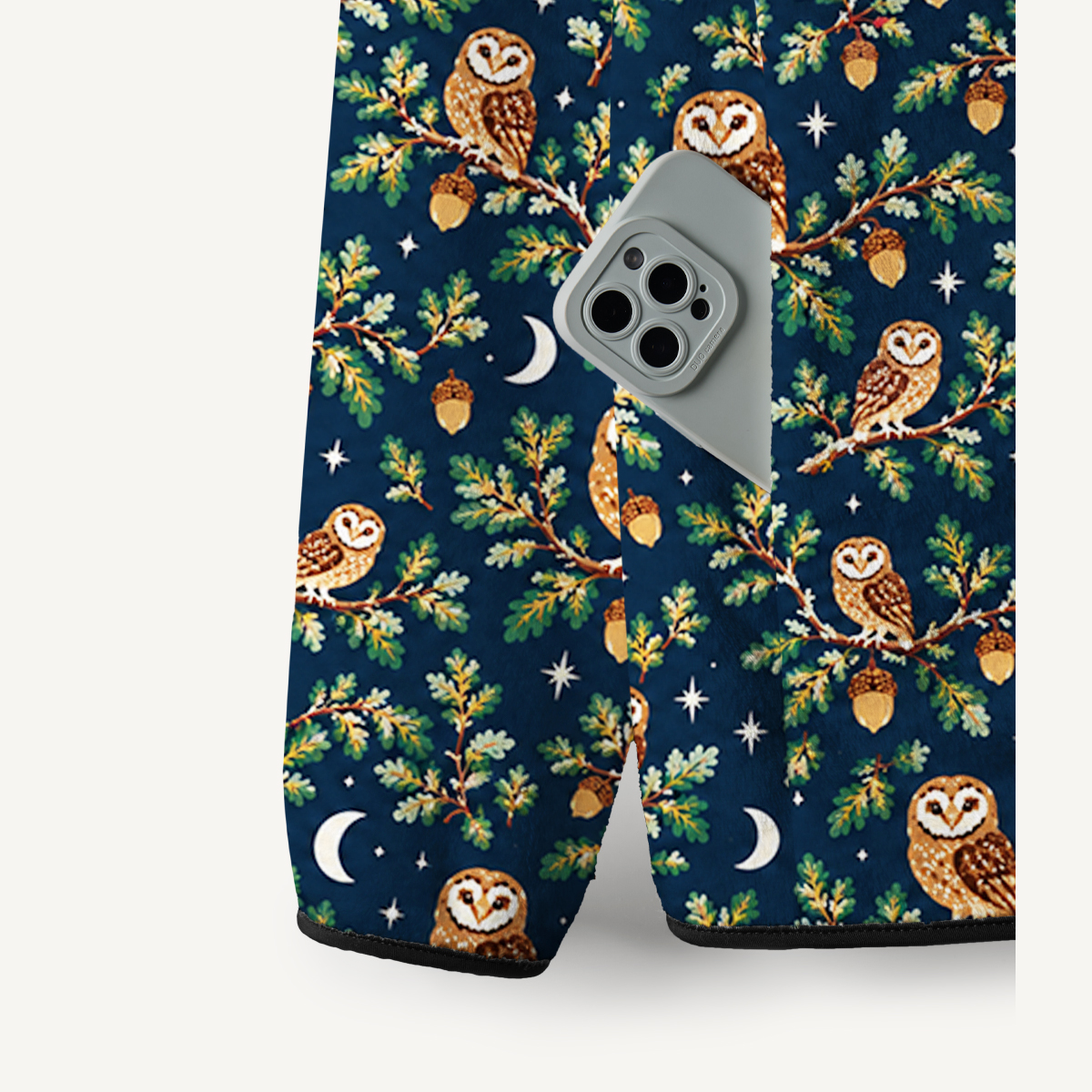 Vintage Night Sky Owls Print Fleece Jacket