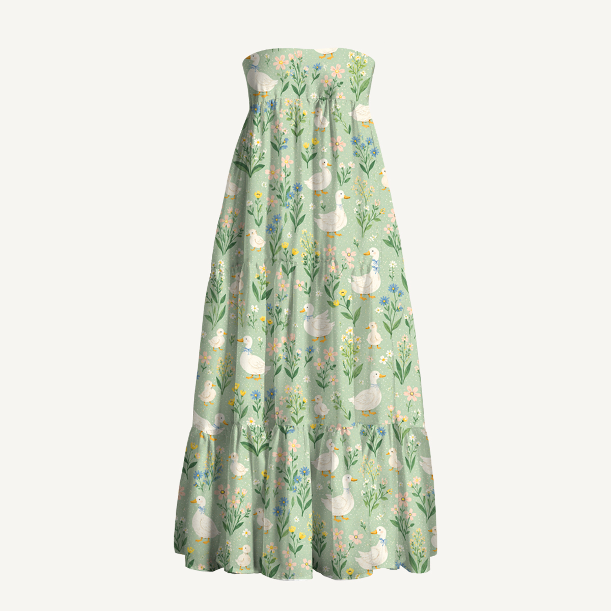 Country Duck & Bloom Print Convertible Maxi Skirt & Strapless Dress  
