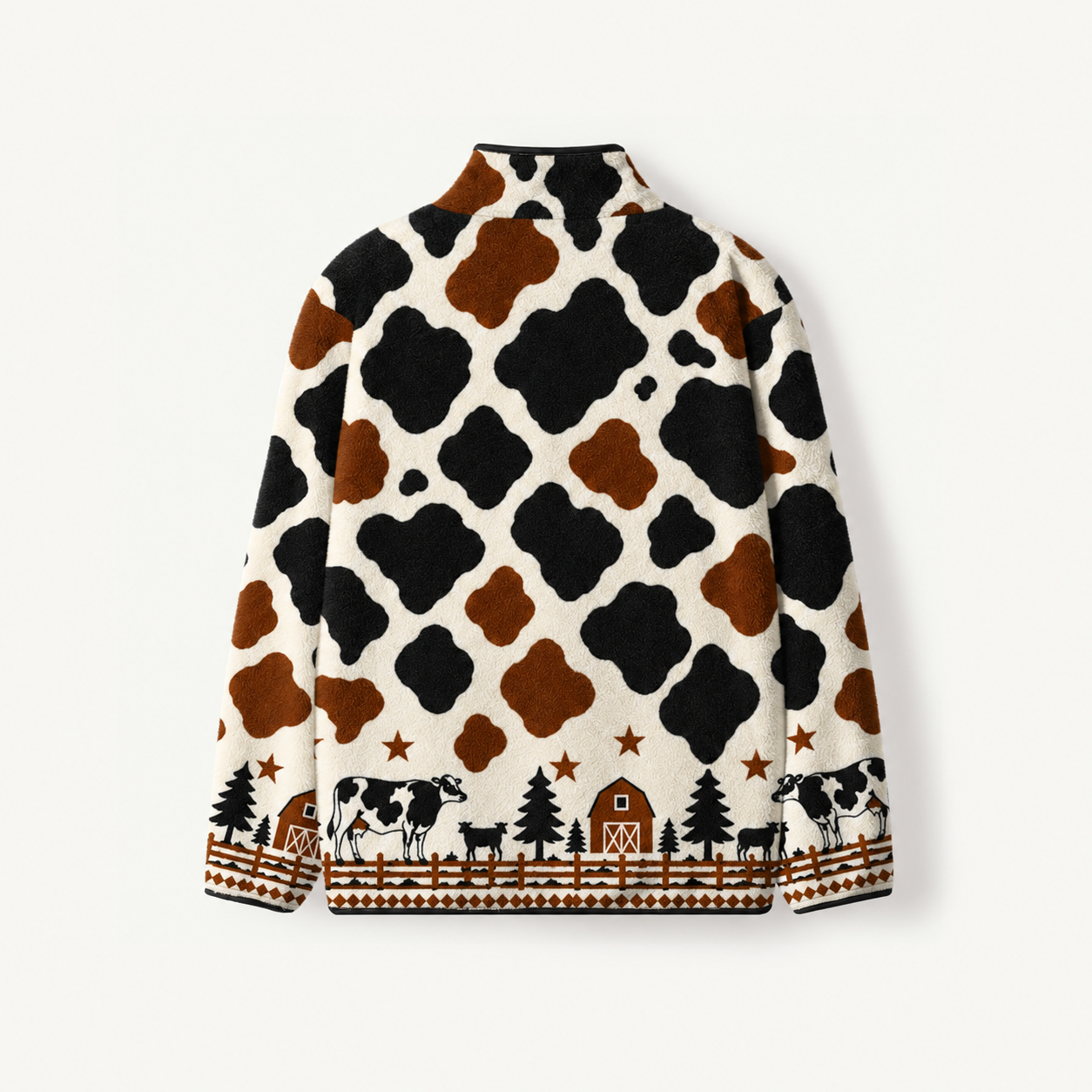 Farm Cow Spot Print Fleece Jacket