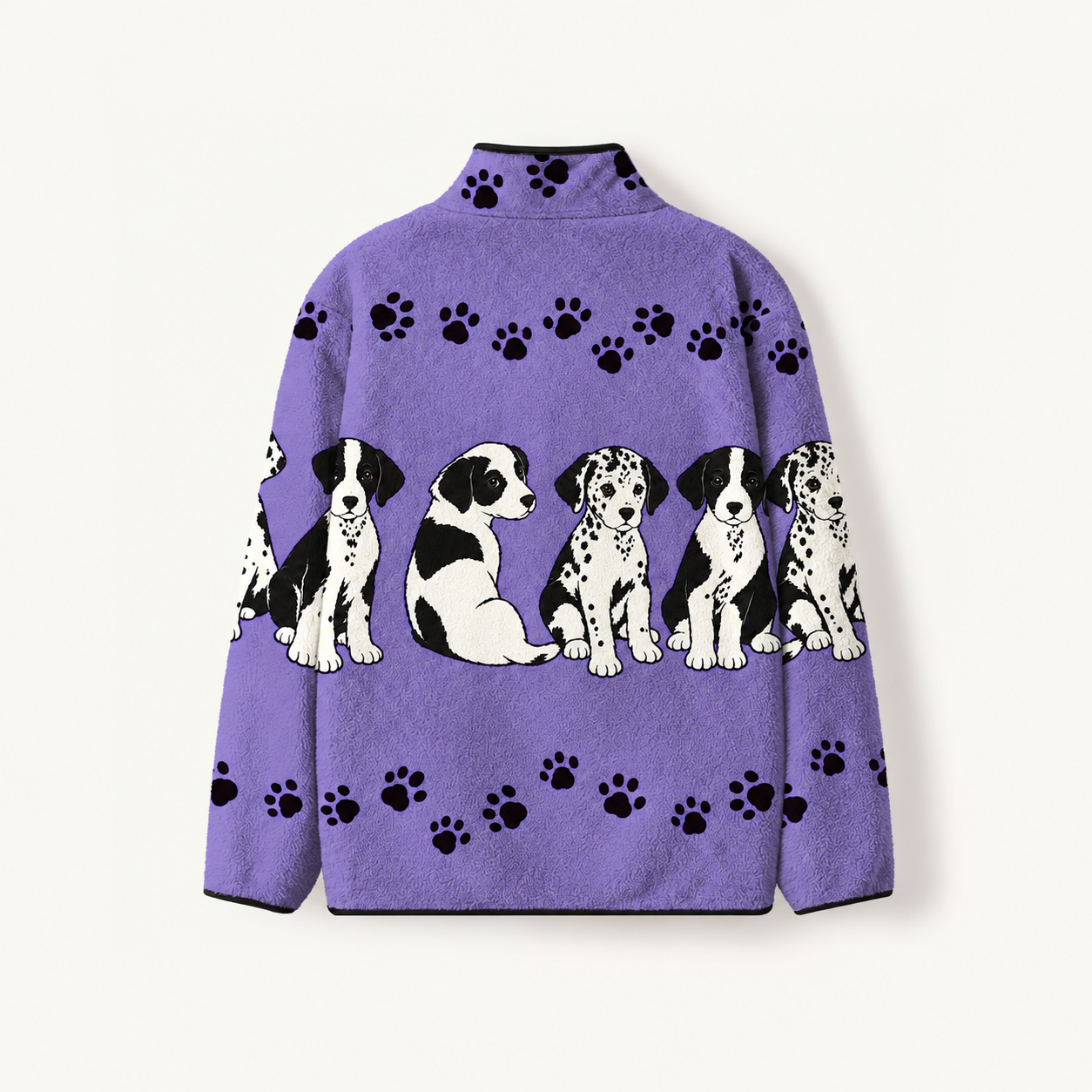 Purple Paws Parade Print Fleece Jacket