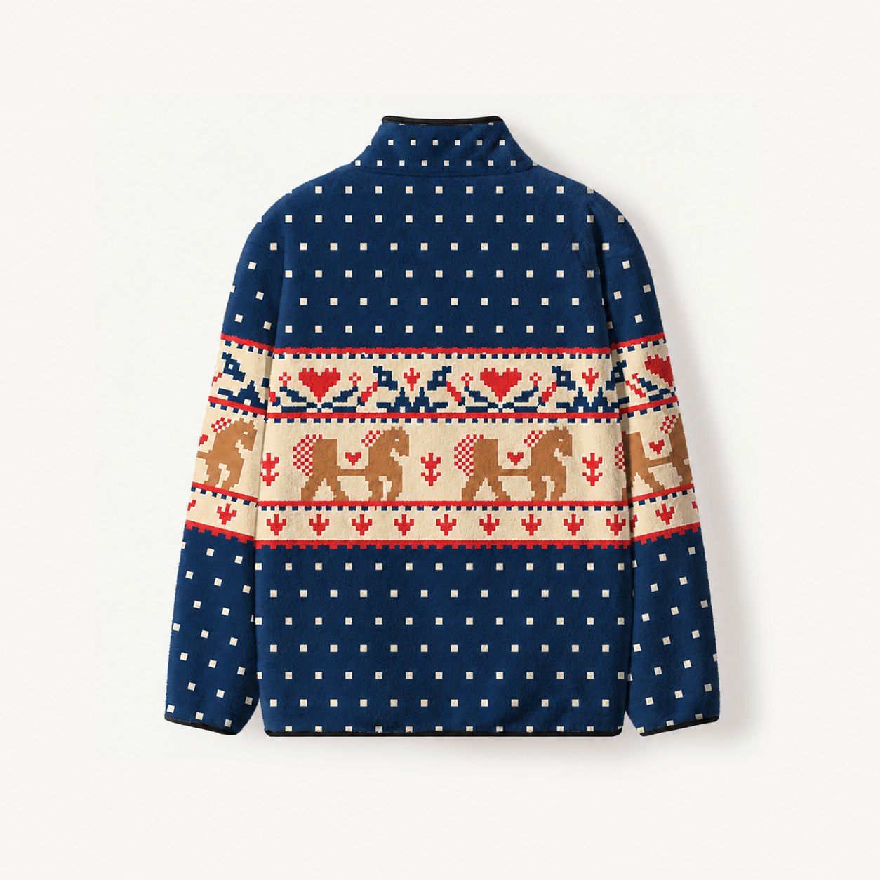 Nordic Heritage Horse Print Fleece Jacket