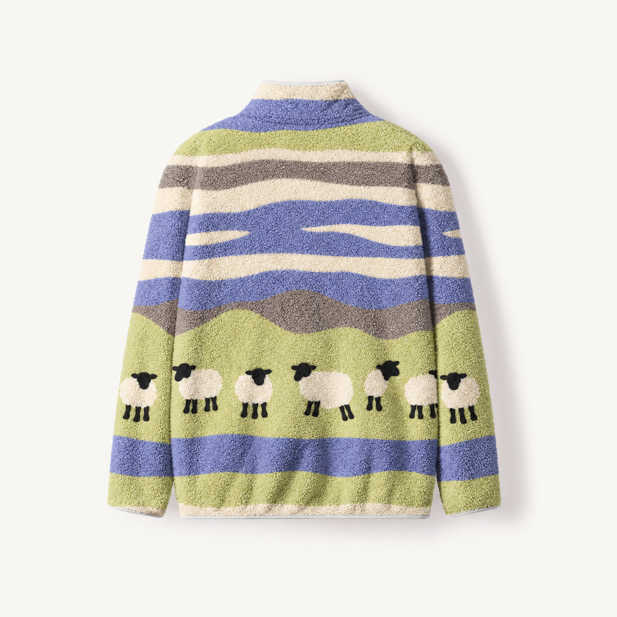 Rolling Pasture Sheep Print Fleece Jacket