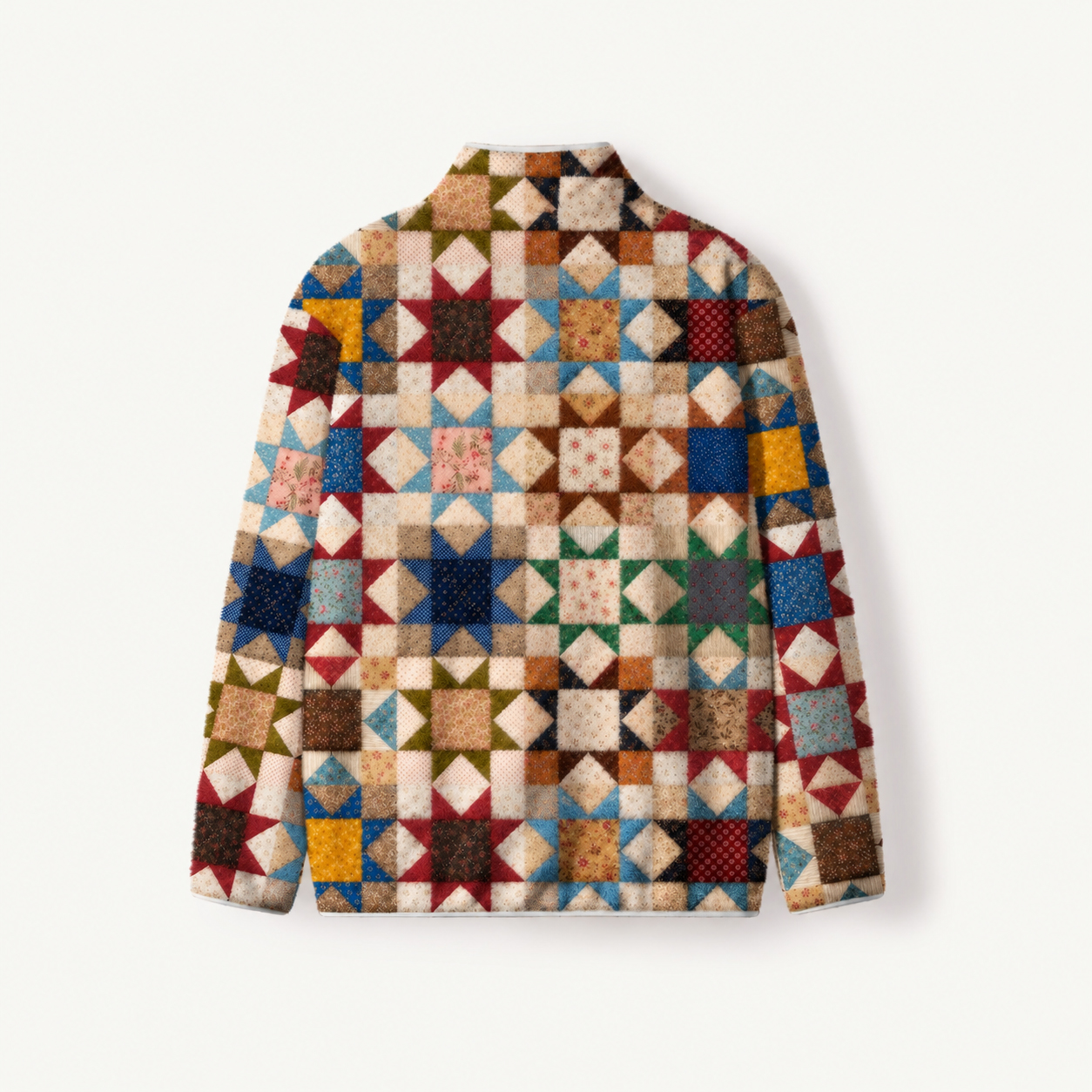 Floral Prairie Patchwork Print Fleece Jacket