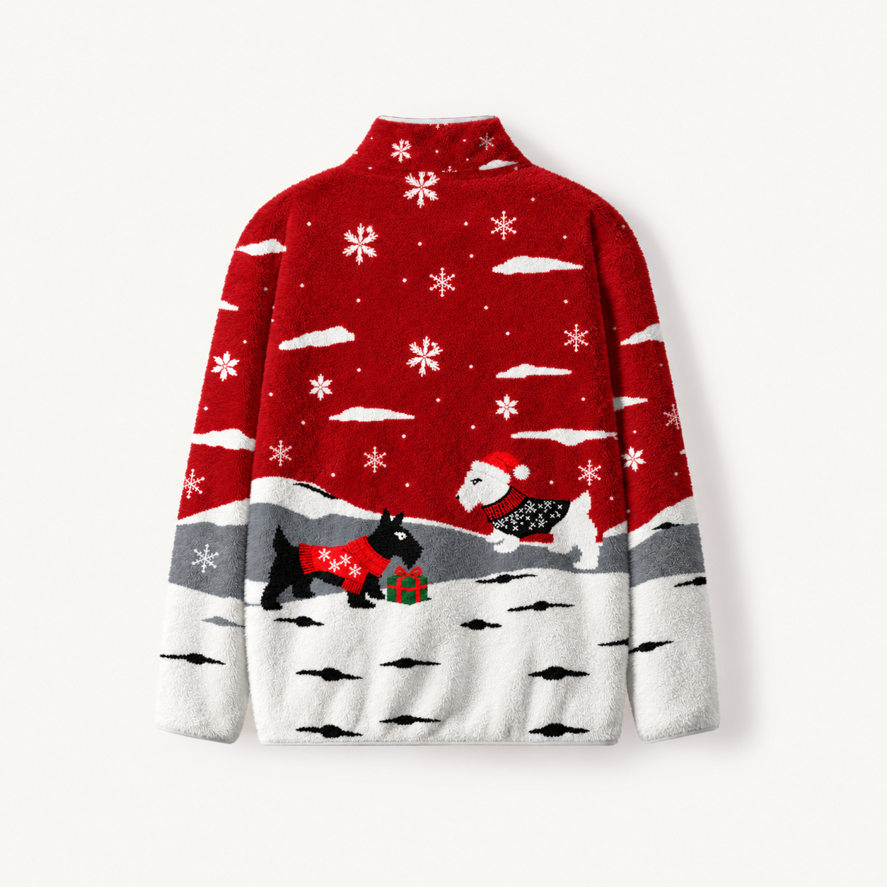 Festive Scottie Winter Magic Print Fleece Jacket
