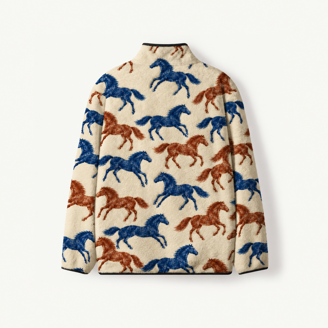 Classic Western Horse Print Fleece Jacket