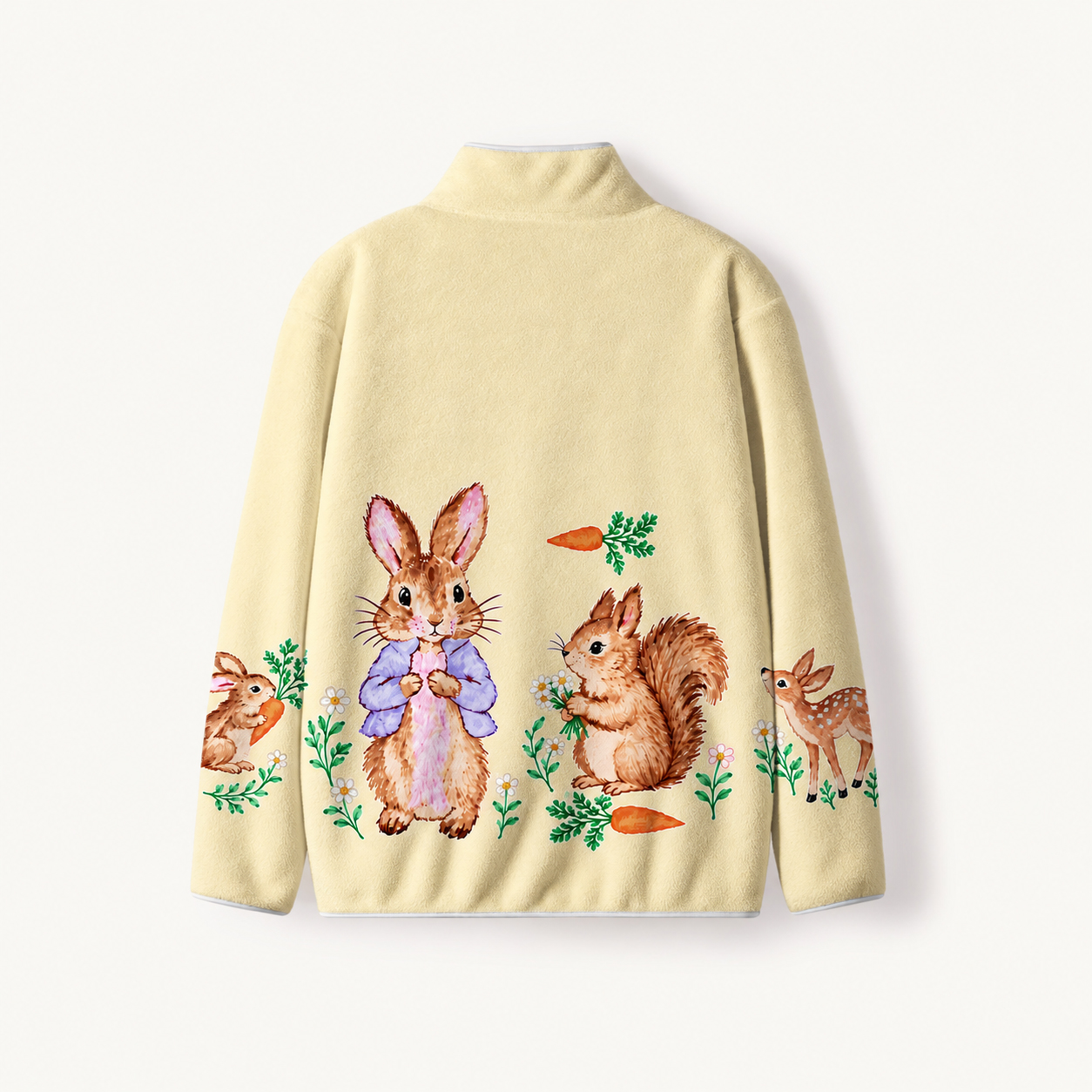 Sweet Rabbit Meadow Friends Print Fleece Jacket