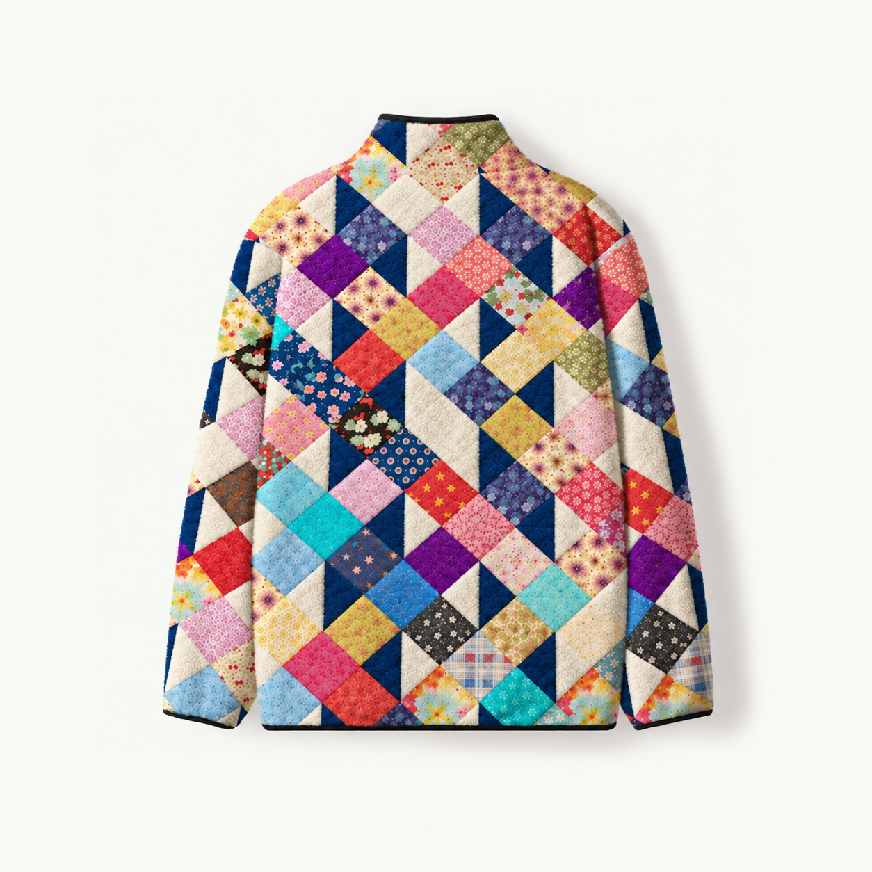 Heritage Floral Mosaic Quilt Print Fleece Jacket