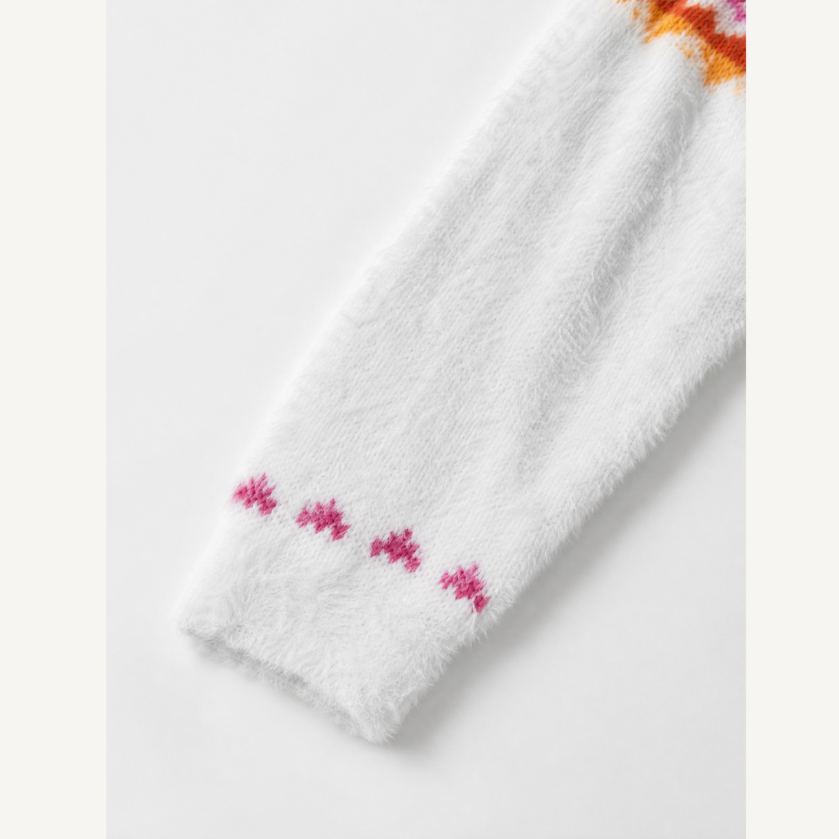 Colorful Nordic-Inspired Yoke Cozy Fuzzy Crewneck Sweater