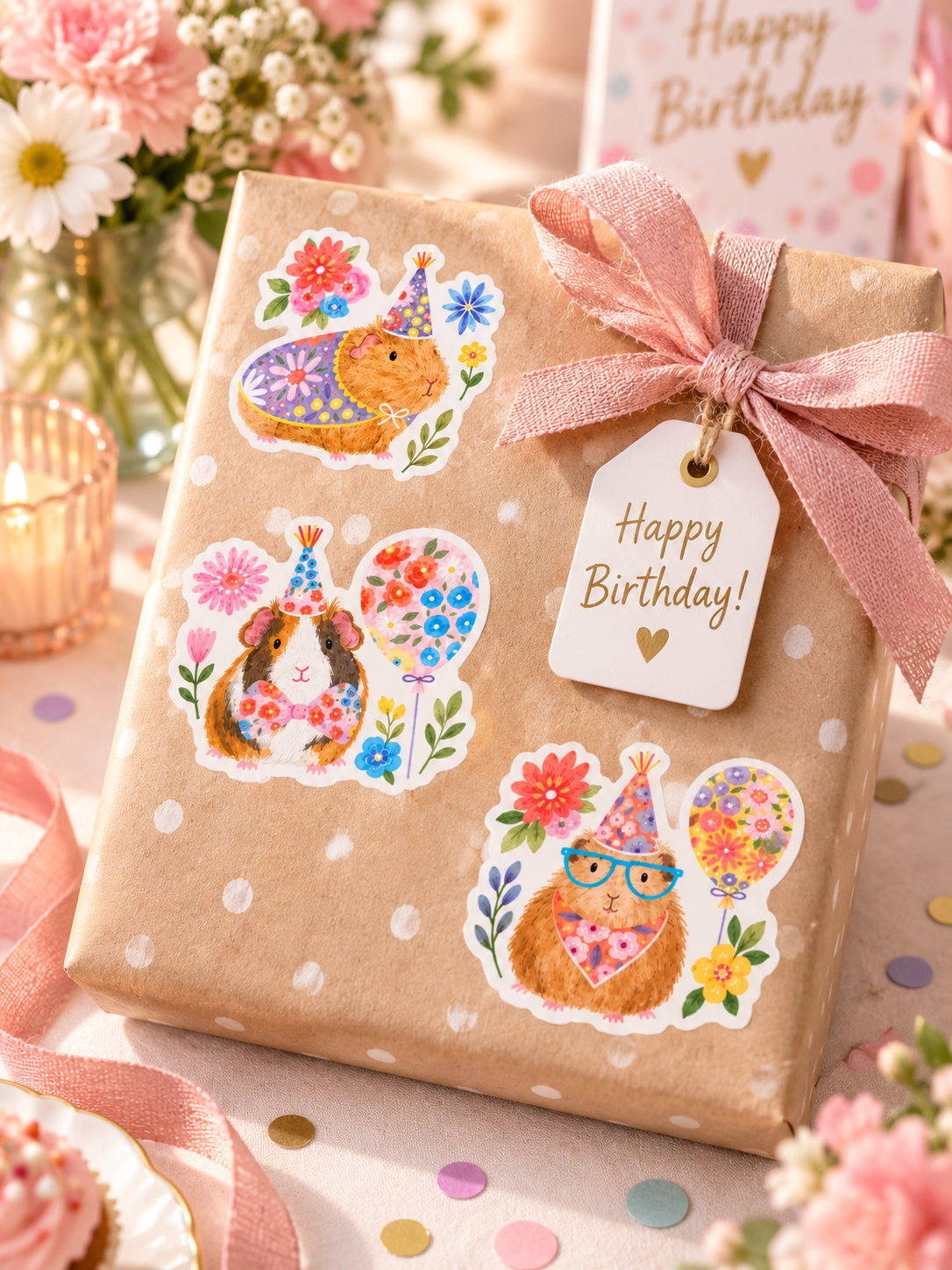 Birthday Guinea Pig Stickers