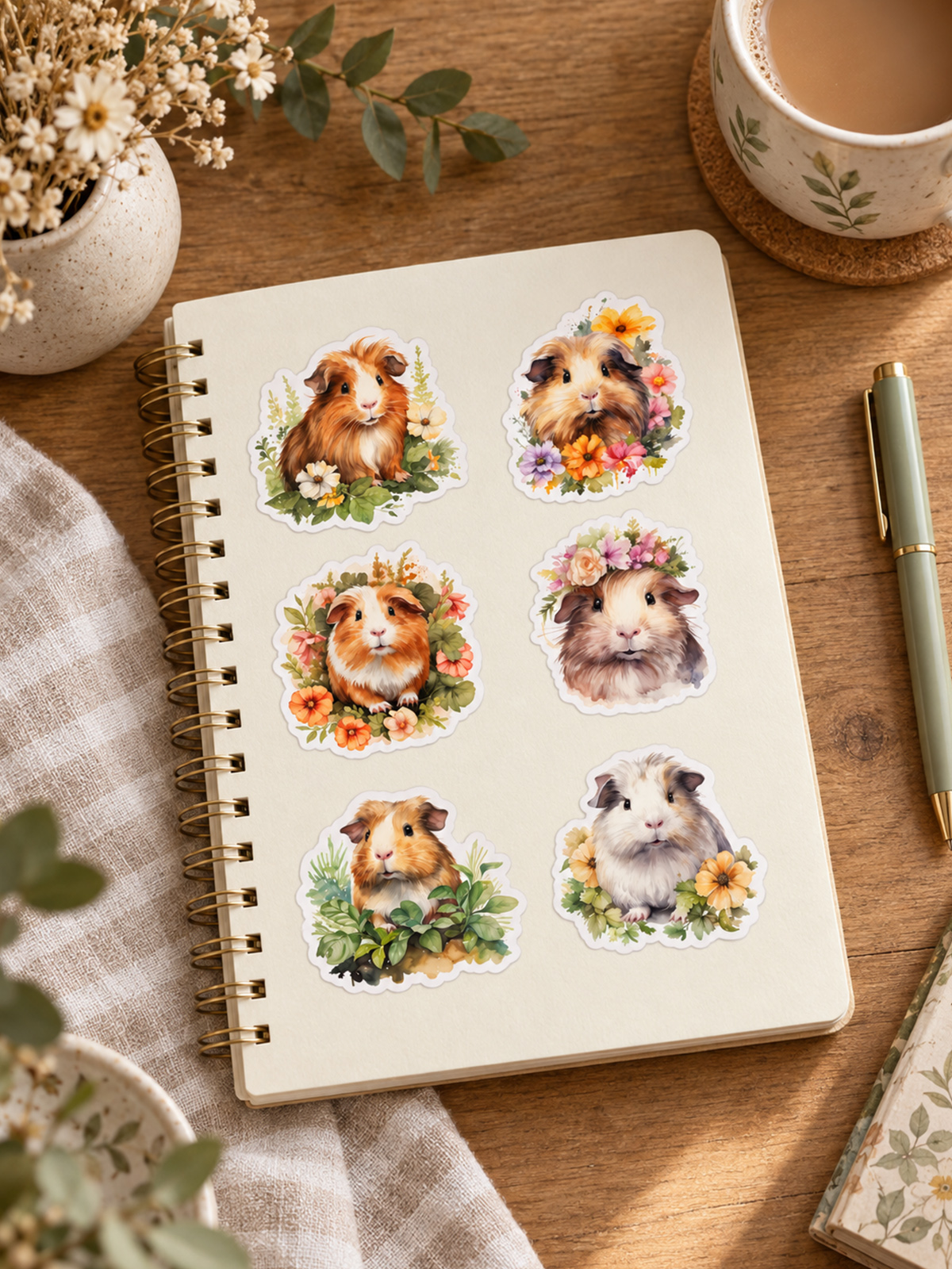 Whimsical Guinea Pigs Stickers