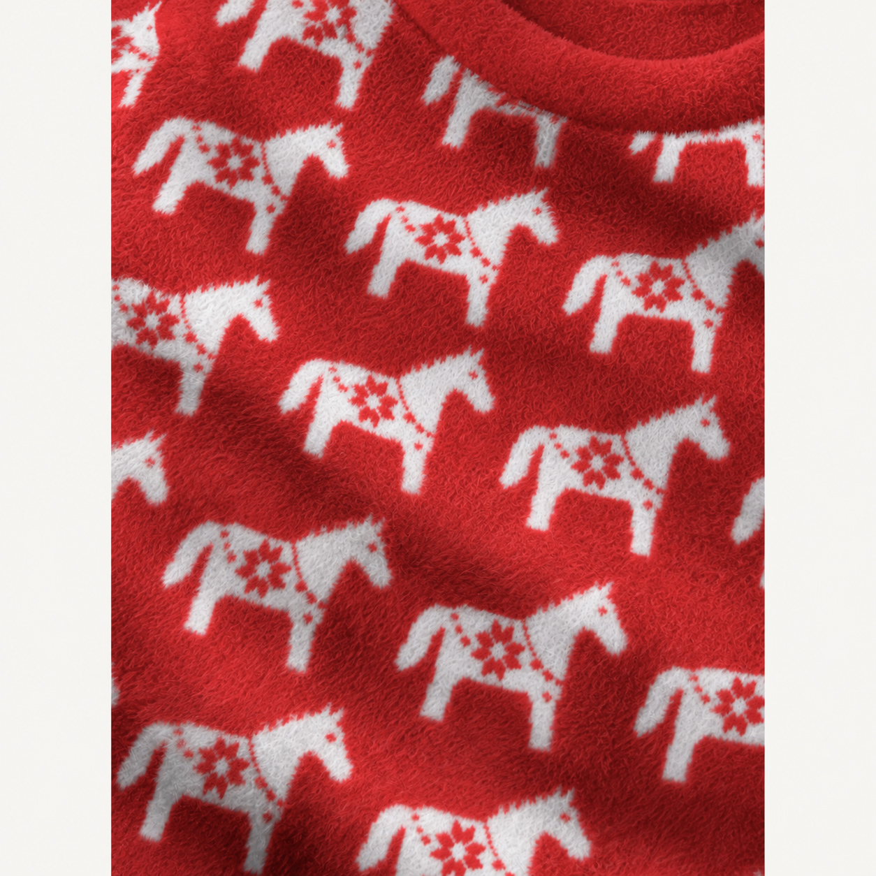 Cozy Christmas Horse Fuzzy Crewneck Sweater