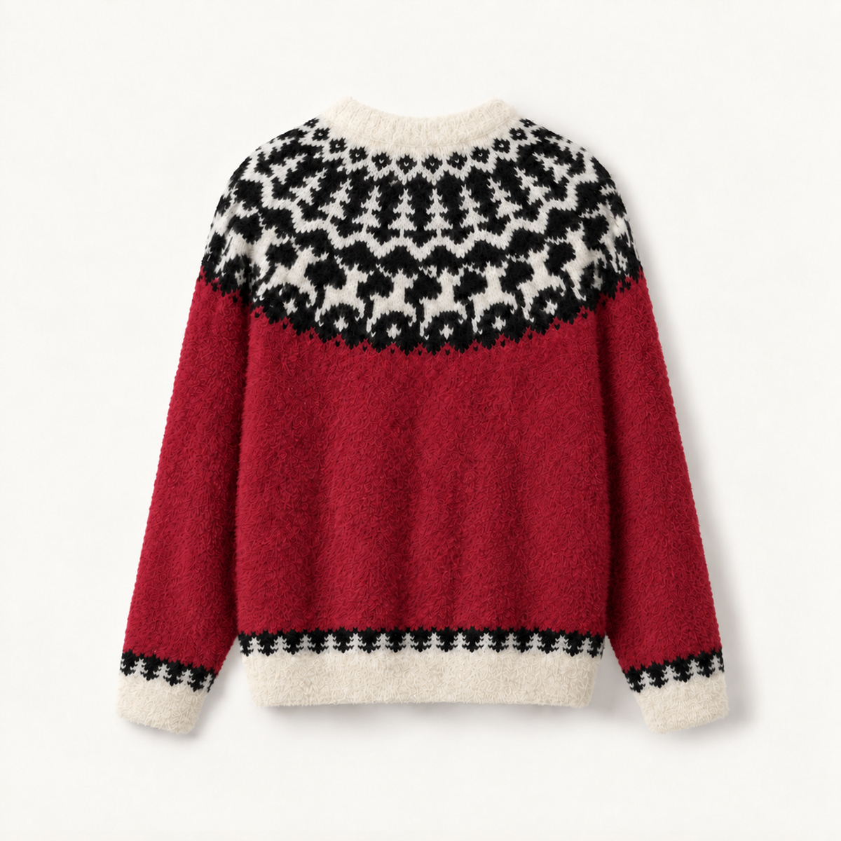 Festive Christmas Pine Forest Fuzzy Crewneck Sweater