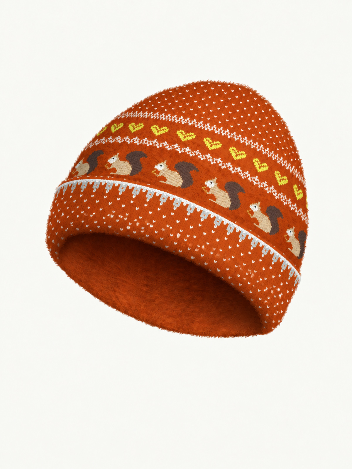 Autumn Woodland Squirrel Cozy Fuzzy Beanie