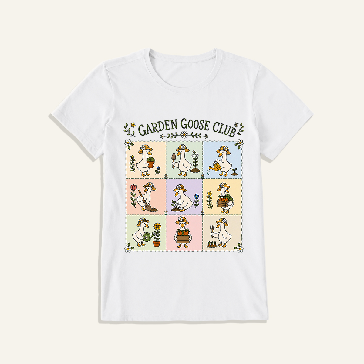 Garden Goose Club Print Crew Neck Cotton Tee