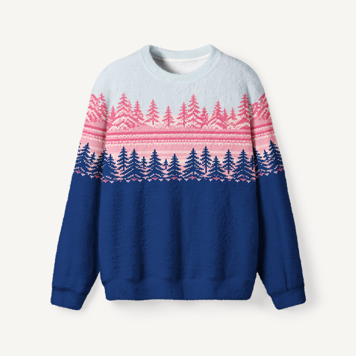 Winter Pine Fair Isle Fuzzy Crewneck Sweater