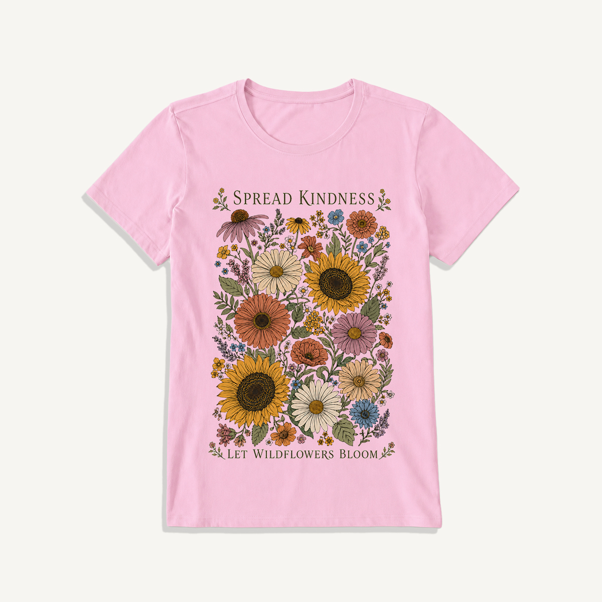 Kindness Wildflower Garden Print Crew Neck Cotton Tee