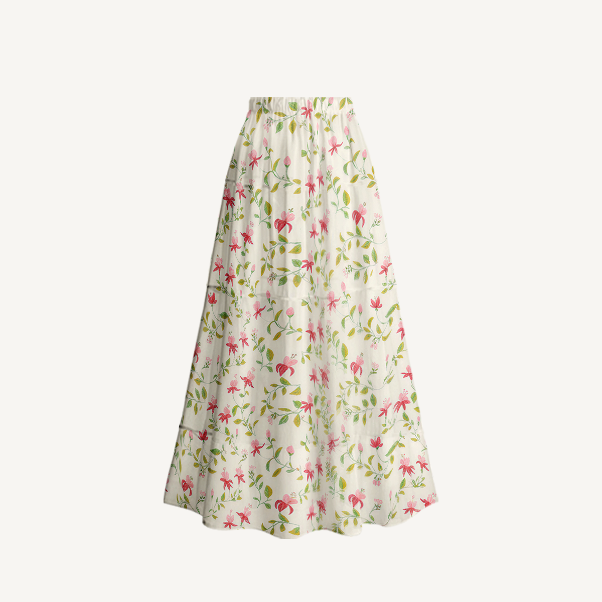 Ruby Vine Ruffled V Neck One Piece Swimsuit and Matching Midi Skirt Set