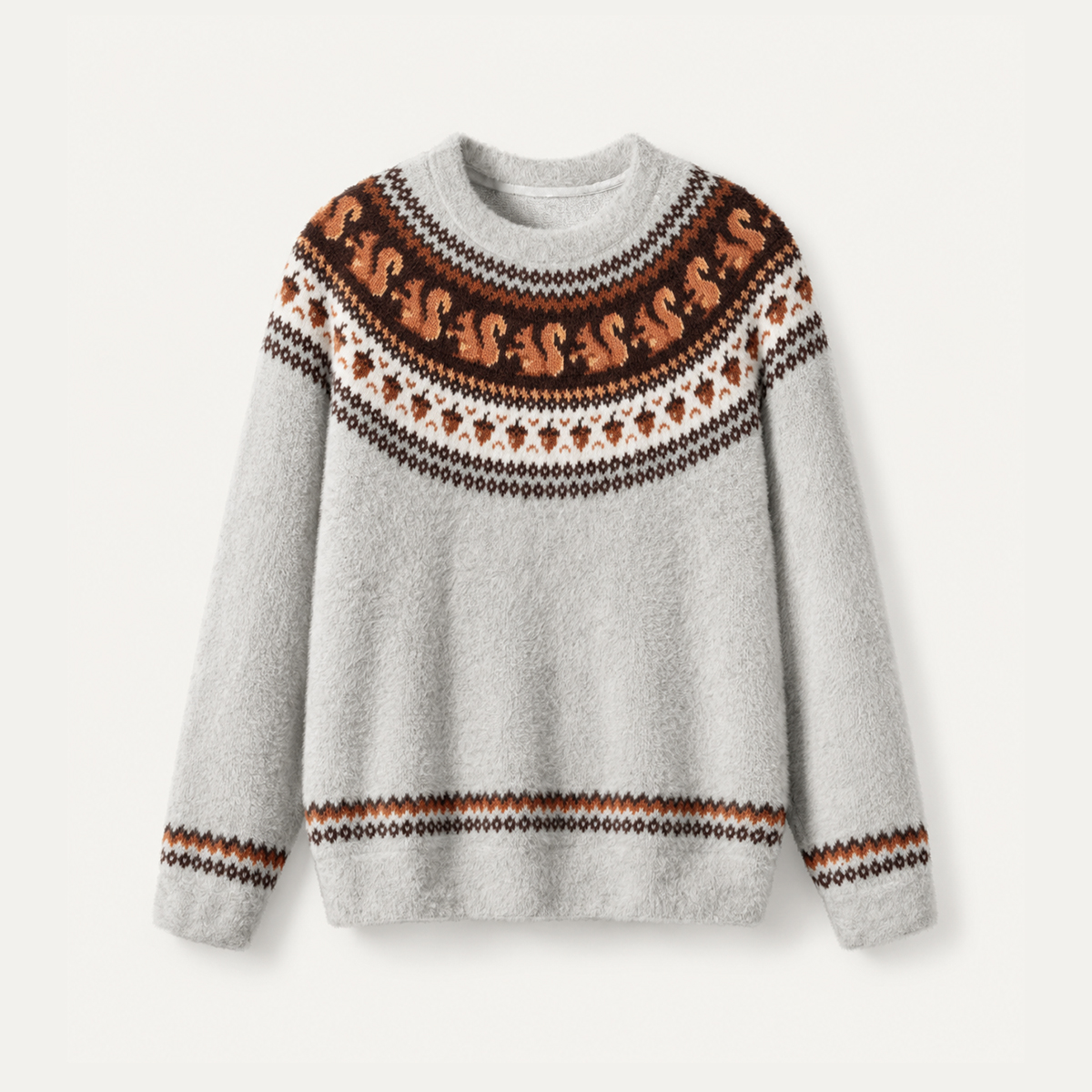 Acorn Hollow Squirrel Fuzzy Crewneck Sweater