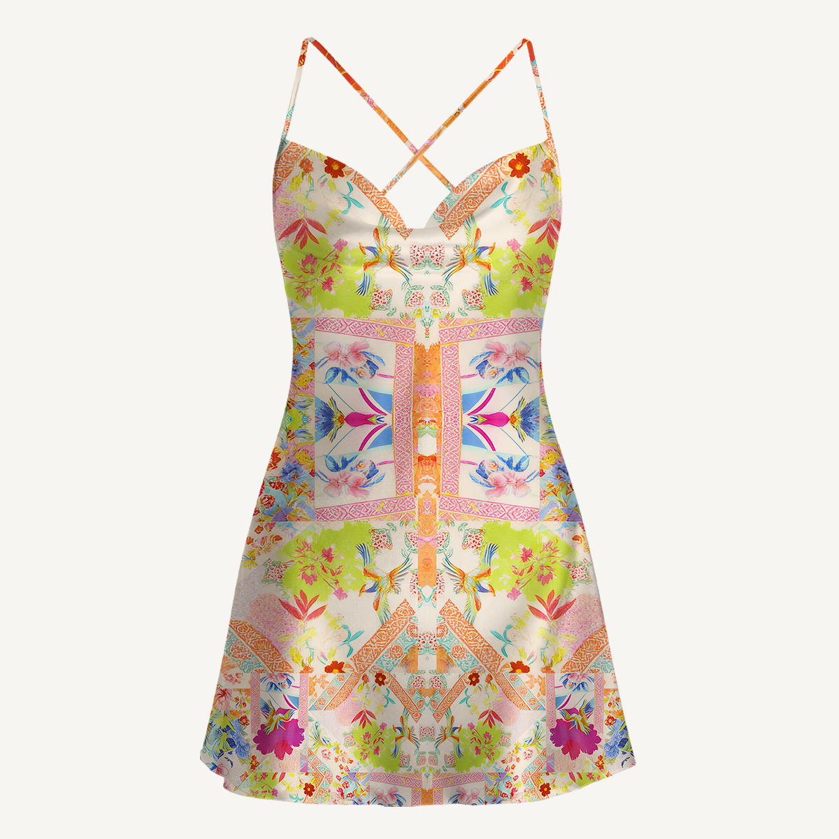 Vivid Lily Satin Cross Back Mini Dress