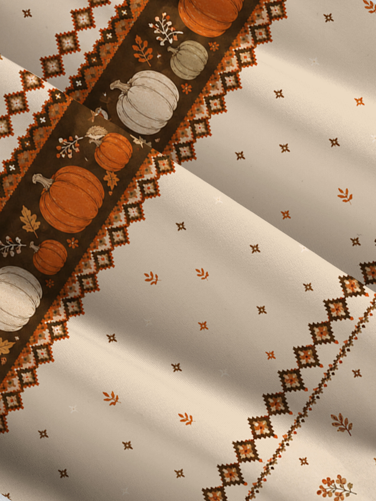 Woodland Pumpkin Harvest Print Wide Straps Maxi Dress With Pockets