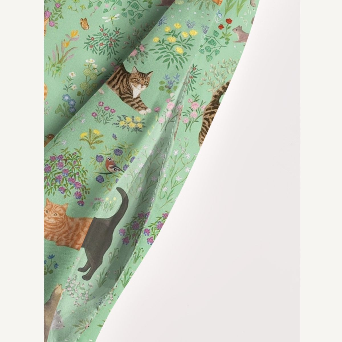 Botanical Cat Garden Print Wide Straps Maxi Dress With Pockets